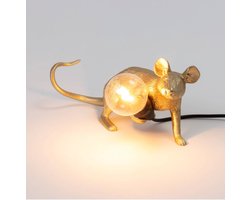 Seletti - Muislamp Lop - liggend muisje - goud
