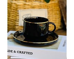 Selinex espressoset zwart met gouden rand