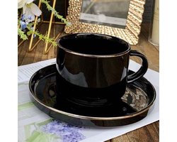 Selinex koffie kop zwart met zilveren rand
