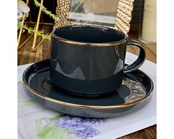 Selinex koffie- of theeset grijs met gouden rand