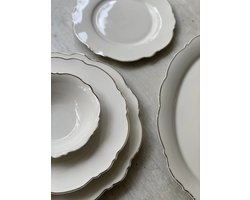Selinex - serviesset - Zilveren Rim porselein wit met zilveren rand 25-delig