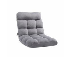 Sellino Vloerstoel - Verstelbare Rugleuning - Comfortabele Relaxstoel - Opvouwbaar en Ruimtebesparend - 104 × 49 × 13 cm - Grijs