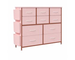 Sello! – ladekast – stof – 10 lades – 3 zijvakken – 2 haken – slimme indeling – stevig ontwerp – 100 x 30 x 89 cm – roze