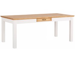 Selma - Eettafel 180 cm met 1 lade in grenen wit (76 x 180 x 90 cm)