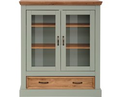 Selma-Vitrinekast - 2 Glasdeuren en Lade - Saliegroen - 100 cm