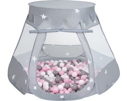 Selonis Speeltent 105x90cm met 100 ballen Grau - Binnen speelhuisje - Ballenbak tent baby