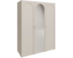 Selsey Arkadia – Kledingkast met spiegel en 3 deuren met boogvormige groeven, kasjmiergrijs, 150 cm