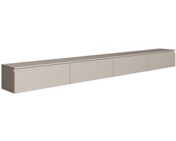 Selsey Bemmi – Hangend tv-meubel met vier kleppen 300 cm, kasjmier taupe