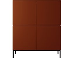 Selsey Bemmi - Hoge Dressoir - 100 cm - Baksteen met zwarte poten