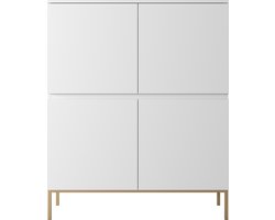 Selsey Bemmi - Hoge Dressoir - 100 cm - Wit met gouden poten