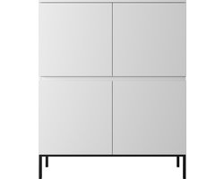 Selsey Bemmi - Hoge Dressoir - 100 cm - Wit met zwarte poten