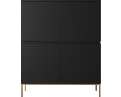 Selsey Bemmi - Hoge Dressoir - 100 cm - Zwart met gouden poten