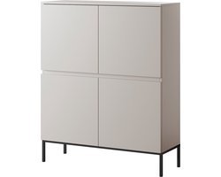 Selsey Bemmi - Hoge kast - 100 cm - Beige met zwarte poten