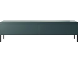 Selsey Bemmi – Tv-meubel met 2 deuren en zwarte metalen poten, donkergroen, 175 cm