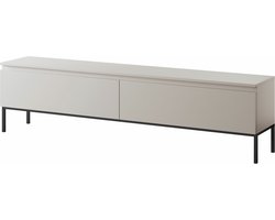 Selsey Bemmi – Tv-meubel met 2 deuren en zwarte metalen poten, kasjmiergrijs, 175 cm