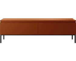 Selsey Bemmi – Tv-meubel met 2 deuren en zwarte metalen poten, steenrood, 150 cm