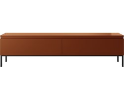 Selsey Bemmi – Tv-meubel met 2 deuren en zwarte metalen poten, steenrood, 175 cm