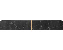 Selsey Bisira - TV-wandmeubel in zwart marmerlook / goud 200 cm