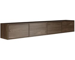 Selsey Framme – Hangend tv-meubel met vier kleppen 200 cm, houtlook walnoot Wisconsin