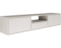 Selsey Framme – zwevend tv-meubel met drei kleppen en een vak, wit, 150 cm