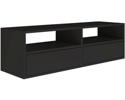 Selsey Framme – zwevend tv-meubel met twee kleppen en open vakken, zwart, 100 cm