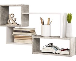 Selsey - KASSI - Wandplank Kassi groot - 87 cm - Slim beton / Mat wit