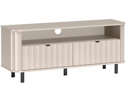 Selsey Novado – TV-meubel met twee kleppen en een open vak, cashmeregrijs, 137 cm