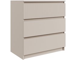 Selsey Sandia – Commode met drie lades en geribbelde front in cashmeregrijs, 70 cm