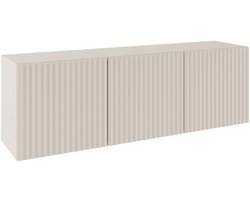 Selsey Sunds – TV-lowboard met geribbelde lamellenfronten, 3-deurs, kasjmierbeige, 150 cm