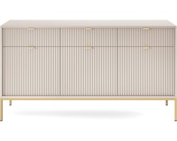 Selsey - Vellore - Drie-deurs kast Vellore met geribbelde fronten - gouden frame - 154 cm - Beige