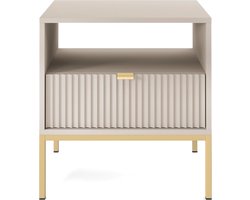 Selsey - Vellore - Nachtkastje met geribbelde front - gouden frame - 54 cm - Beige