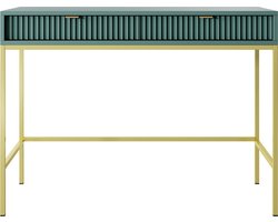 Selsey Vellore - Toilettafel 104 cm - groen met geribbelde fronten, gouden handgrepen en frame