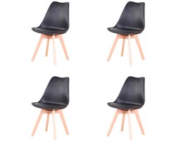 Sema Goods - Eettafel met stoelen - eetkamerstoel zwart met gewatteerde zitting - voor eetkamer - bureau - slaapkamer - restaurant