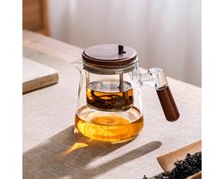 Semi-automatische luie man kung fu druppeltheepot huishoudpers theepot waterstroom glazen theepotset (transparante theepot) 750ml