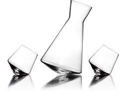 sempli Original Collection - Take Me For A Spin - Vaso-sake set (set van 2 shotglaasjes en 1 karaf) Handgeblazen karaf & wervelende beluchter met 2 sakebekers voor warme en koude sake, loodvrij kristal - 400 ml / 90 ml B 965 x D 965 x H 155 mm 567 gr