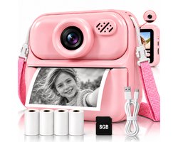 Sencision Digitale Kindercamera met Foto Printer - Kinder Fototoestel - Camera Kinderen - Full HD - 8GB SD-Kaart - USB-C Oplaadbaar - MP3 & Spelletjes - Roze