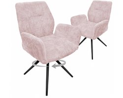 Senella eetkamerstoelen - Draaibaar - Set van 2 stoelen - Keukenstoelen - 110KG belastbaar - Gestoffeerde stoel met metalen poten - Babyroze