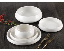 Senella Luxe Serviesset - 25 Delig Serviesset - 6 Persoons - Porseleinen Servies Set - Rond/ovaal - Wit