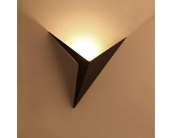 SENQIU LED-wandlamp, moderne driehoekige zwarte wandlamp, 3W vermogen, kleurtemperatuur 3000K, lengte 25 cm, geschikt voor slaapkamer, gang, woonkamer, trap, warm licht