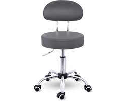 Sens Design draaikruk met rugleuning draaistoel kruk op wielen - grijs