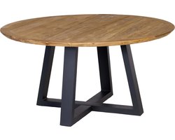 Sens-Line - Dallas teakhout - Tuintafel - Ø150 cm - Bruin/ Zwart