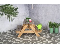 SenS-Line - Kindertafel Naturel - Picknicktafel Voor buiten - FSC 100 % Grenenhout - L 90 x B 90 x H 55 cm