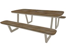 SenS-Line Lazio picknicktafel / picknickbank - Houtlook / Taupe - 200 cm