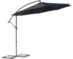 SenS-Line - Parasol Menorca Zweefparasol - Ø300 cm - 8-ribs - Polyester - Zwart