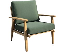 Sens-Line - Porto Lounge Stoel Groen - Aluminium - Houtpatroon - Set van 2