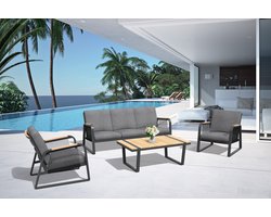 SenS-Line - Robinson Aluminium Teak Loungeset - Zwart