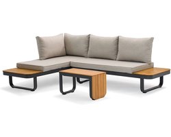 SenS-Line Samos multifunctionele loungeset - Taupe - Aluminium en acacia hout