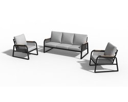 Sens-Line - Toscane Tuinbank met Stoelen - Zwart/Grijs