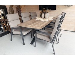 SenS-Line Tuinset Ambiance - tafel en 6 verstelbare stoelen incl. taupe kussens