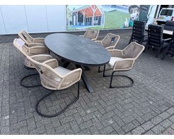 SenS-Line Tuinset Breeze - ovale tafel 220x115x74 cm en 6 swingstoelen 62x72x109 cm